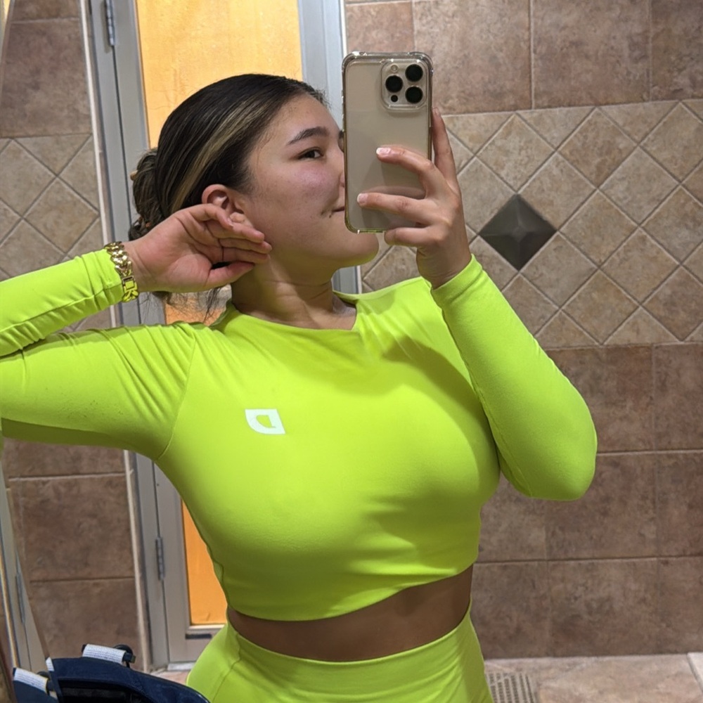 Bright Green Long Sleeve Crop Top